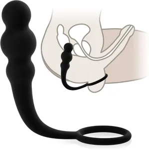 Masażer prostaty męski korek analny plug z pierścieniem erekcyjnym - 75217230