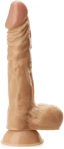 Żelowy penis z jądrami dildo na mocnej przyssawce aksamitny w dotyku - 71725957