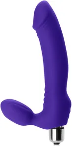 Silikonowy penis z nasadką - strap on - podwójna wibrująca przyjemność - 77965986