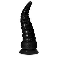 Giętkie teksturowane czarne dildo 21 cm w kształcie macki - 72773374 - 3