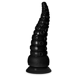 Giętkie teksturowane czarne dildo 21 cm w kształcie macki - 72773374