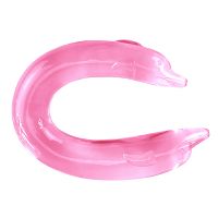 Podwójne różowe gładkie dildo dla par delfin 30 cm - 76417885 - 3