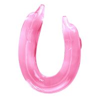 Podwójne różowe gładkie dildo dla par delfin 30 cm - 76417885 - 4