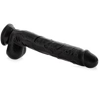 Super długi penis potężne dildo czarne z jądrami 25 cm - 70988655 - 2