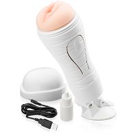 Wysokiej jakości wibrujący masturbator z przyssawką – mega stymulacja – biały – 88797346 - 2