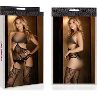Frywolne bodystocking, urzekający żakardowy wzór - 75020031 - 3
