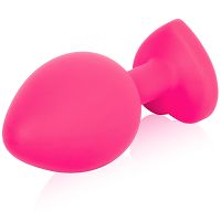 Silikonowy różowy korek analny z serduszkiem  8,1 cm - 77080715 - 2