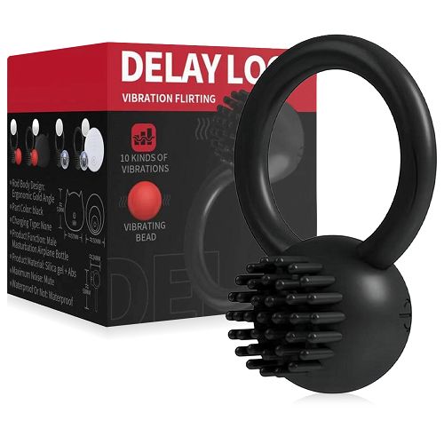 Wibrujący czarny pierścień erekcyjny 10 programów - OUTLET