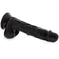 Realistyczny sztuczny penis z jądrami czarny dildo 19 cm - 71789386 - 2