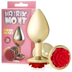 Anal plug 9 cm korek analny z czerwoną różą - 76551721