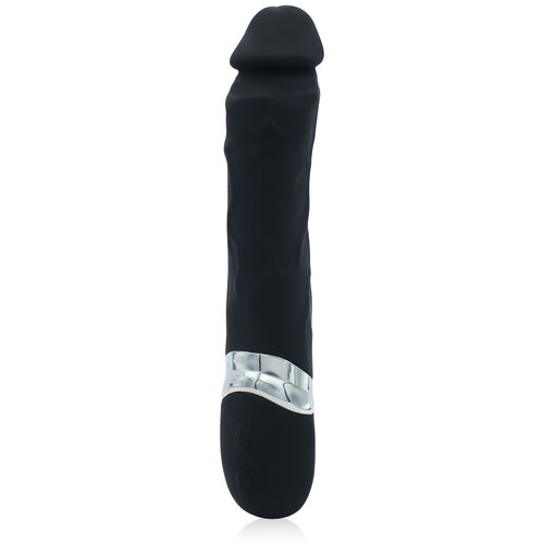 Giętki wibrator czarny gruby żylasty wibrujący penis 23 cm 7 funkcji - 72139315