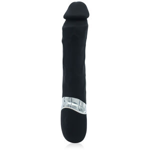 Giętki wibrator czarny gruby żylasty wibrujący penis 23 cm 7 funkcji - 72139315