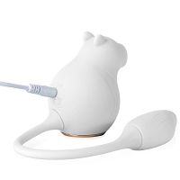 Wibrujący chomik z ssącym masażerem 100 funkcji biały - 71629685 - 3