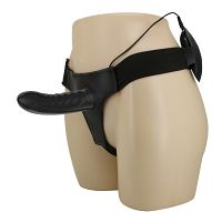 Czarny strap-on wibrujący sztuczny penis pegging + pilot - 74011327 - 2
