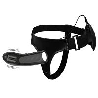 Czarny strap-on wibrujący sztuczny penis pegging + pilot - 74011327 - 3