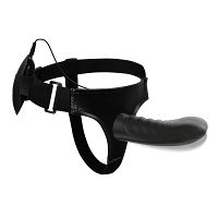 Czarny strap-on wibrujący sztuczny penis pegging + pilot - 74011327 - 5