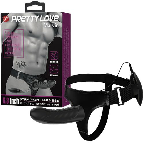 Czarny strap-on wibrujący sztuczny penis pegging + pilot - 74011327