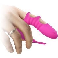 Wibrująca nakładka do palcówki nasadka na palec z wypustką do łechtaczki - 77388777 - 2