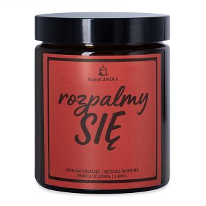 Świeca sojowa z napisem "Rozpalmy się" na walentynki - 78816269