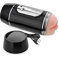 Wibrujący masturbator - 18 funkcji - 2w1 sztuczna pochwa i usta - 79499680 - 2