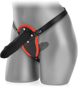 Strap-on z dwoma penisami podwójne dildo do penetracji pochwy i anusa - 79201783