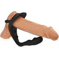 Pierścień na penisa i jądra analny strap-on cock ring z dildo - 77209672 - 2