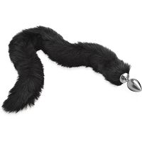 Bardzo długa lisia kita 85 cm - puchaty korek analny, metalowy plug do anusa - 76340508 - 2