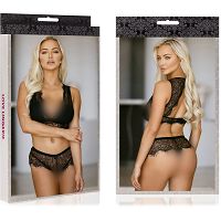 Seksowny komplet bielizny zabudowany biustonosz bralette koronkowy + figi – 73449268 - 3
