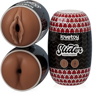 Dwustronny masturbator dla mężczyzn brązowa wagina i anus - 76260979