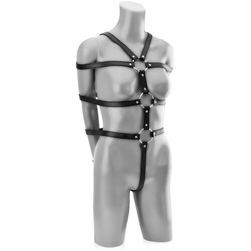 Skórzana uprząż do krępowania - solidne pasy w formie body - bdsm, sado-maso - 70875128