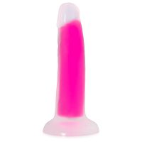 Różowe fluorescencyjne dildo penis 14 cm świeci w ciemności - 79989968 - 4