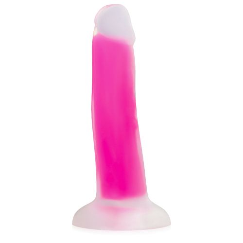 Różowe fluorescencyjne dildo penis 14 cm świeci w ciemności - 79989968