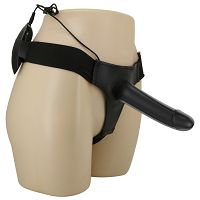 Czarny pas strap-on z wibratorem 16 cm + pilot - 70043295 - 8