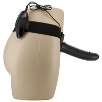 Czarny pas strap-on z wibratorem 16 cm + pilot - 70043295 - 4