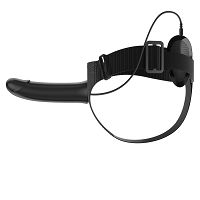 Czarny pas strap-on z wibratorem 16 cm + pilot - 70043295 - 2