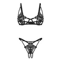 Obsessive Luise Sublim luksusowy czarny komplet bielizny - 71726100 - 3