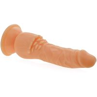 Sztuczny penis z wypustką do łechtaczki dildo na mocnej przyssawce 19 cm - 70145728 - 2