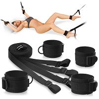 Zestaw kajdanek na ręce i nogi z pasami - 77694644 - 3