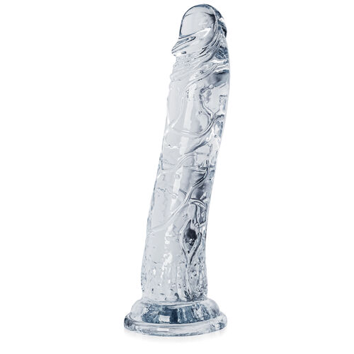 Anatomiczne dildo bezbarwne 21 cm elastyczny sztuczny penis - 71331404