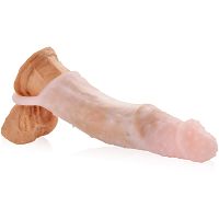 Nakładka z wypustkami przedłuża penisa aż o 5,5 cm + ring na jądra - 71429124 - 2