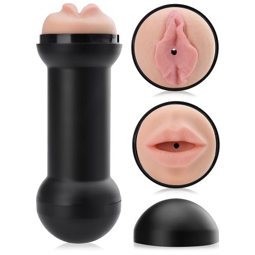Dwustronny masturbator w tubie - ponętne usta i wilgotna cipka - 77765112