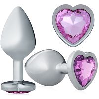 Stalowy korek analny z różowym diamentem 8,2 cm - 70040525 - 5