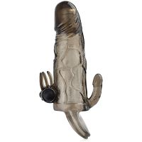 Nakładka na penisa potrójnie stymulująca przedłużka dwa wibratory – 77208310 - 3