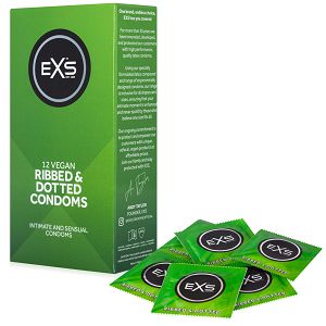 Prezerwatywy ze stymulującymi prążkami EXS RIBBED & DOTTED 12 szt. - 78886149