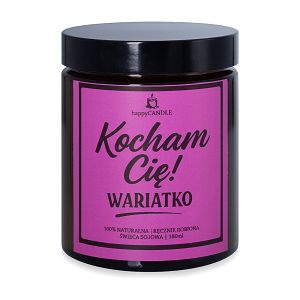 Świeca sojowa z napisem "Kocham Cię, wariatko!" na walentynki - 76904846