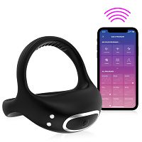 Czarny wibrujący pierścień erekcyjny sterowany aplikacją - OUTLET - 5