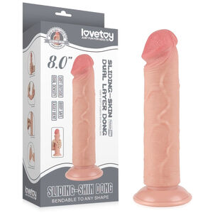 Dildo 20 cm superrealistyczny penis z przesuwną skórą - 79854647