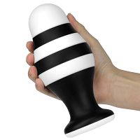 Duży czarno-biały korek analny na przyssawce 7,2 cm - 75055683 - 4
