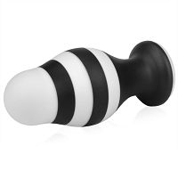 Duży czarno-biały korek analny na przyssawce 7,2 cm - 75055683 - 5