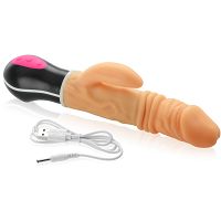 Podgrzewane dildo, wibrator rotacyjno-posuwisty z masażerem łechtaczki - 70484027 - 4